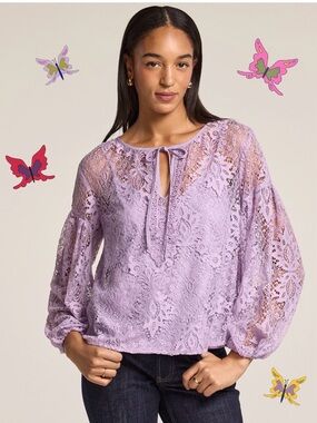Old Navy x Anna Sui Lavender Lace Applique Women's Top